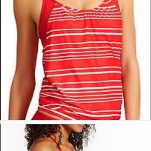 Athleta Encinitas Blouson Tankini Swim Top Red